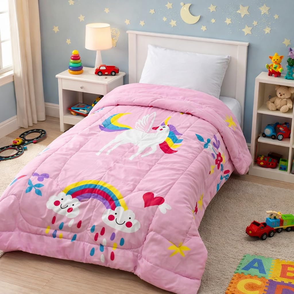 Aroma Brand Microfiber All Seasons Collection Single Bed Kids Bed Blanket | Cartoon Printed Dohar for Kids Boy & Girls | Soft Children Comforter | All Seasons Blanket (60 x 90 in) (Pink Horse)-image-46