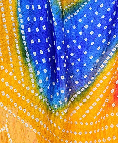 Image of Women's Jaipuri Art Silk Bandhej Rajasthani Bandhani Dupatta with Gota Patti Lace