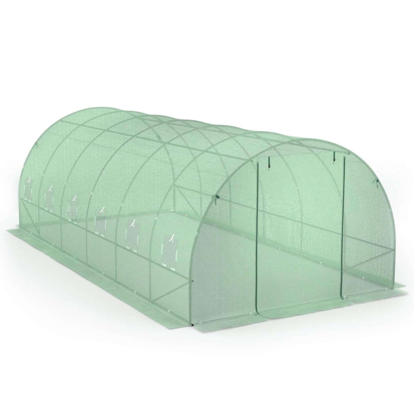 Probache - Invernadero de jardín túnel 18 m² 6 x 3 x 2 m, acero galvanizado + lona UV con puerta y ventanas CRIMÉ verde