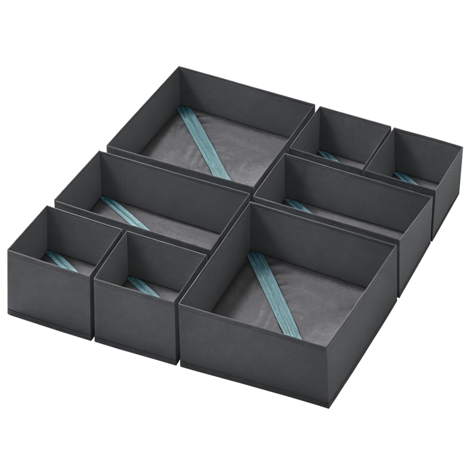Weeoley Drawer Organiser 8 Pack Foldable Storage Boxes for Clothes, Gray