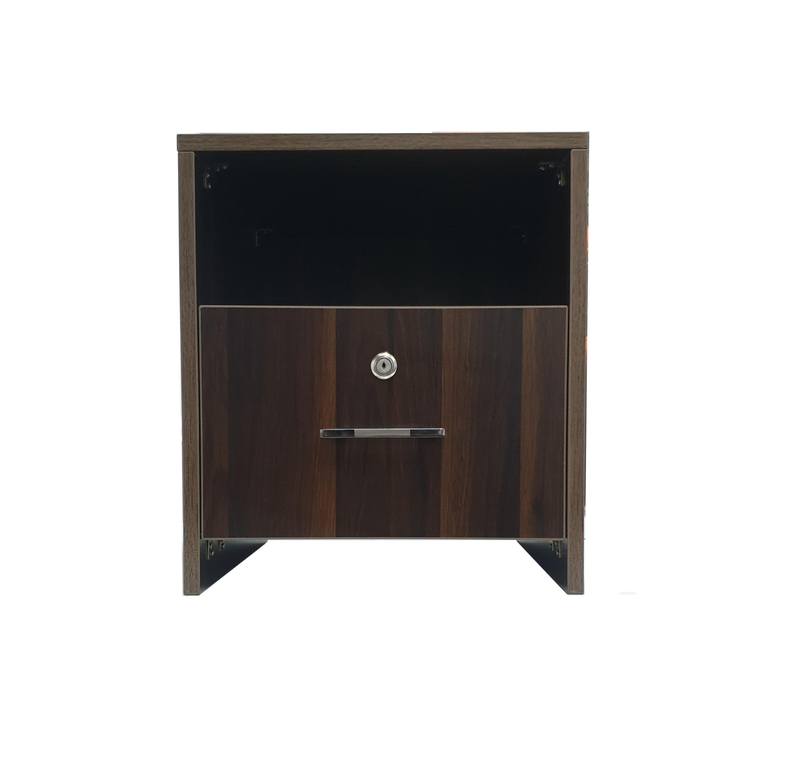 Bedside Table with Lock, Engineered Wood, Dark Wood Tone, Single Drawer-picture-38