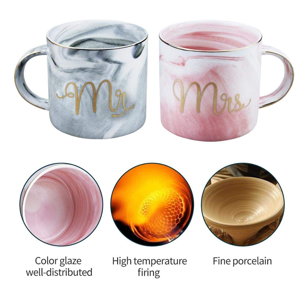 ceramiczny kubek do kawy kubek marmurkowy ceramiczny kubek dla pary kubek śniadaniowy filiżanka do herbaty zestaw filiżanek do kawy prezent 400 ml (2 szt.) filiżanki do herbaty (pojemność: