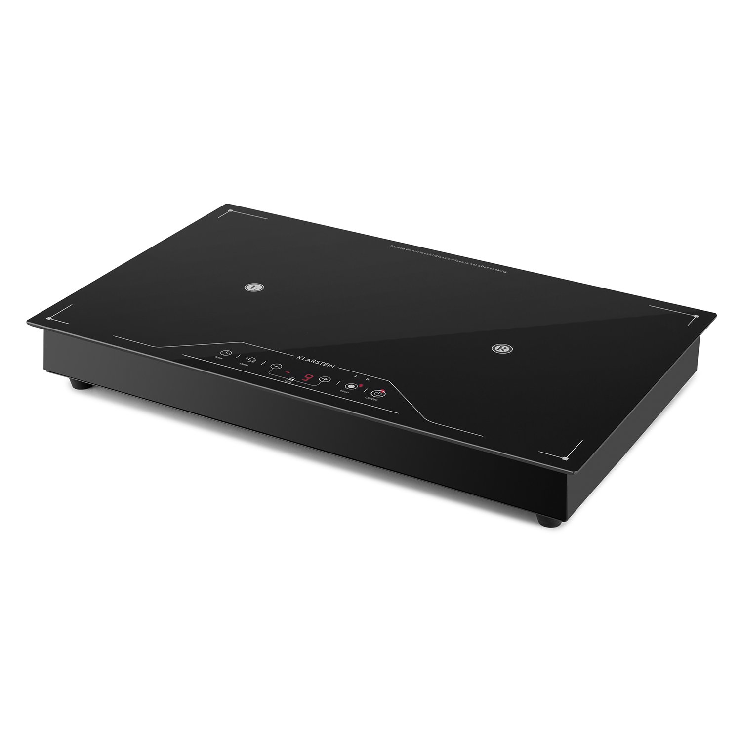 Klarstein Deejay - Piano Cottura a Induzione, 35 Watt, Vetroceramica, Pannello Comandi Touch, ad Incasso o Posizionamento Libero, 9 Livelli, Funzione Timer, Funzione Memory, Nero