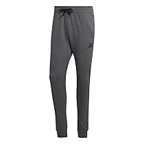 adidas Essentials Fleece Regular Tapered Pants Uomo, Dark Grey Heather, Black, S