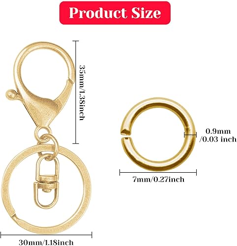 Miniatura 9 de 110 llaveros con cierre de pinza de langosta para fabricación de joyas, cierres de pinza de langosta de metal, llaveros divididos, cadena, llavero,