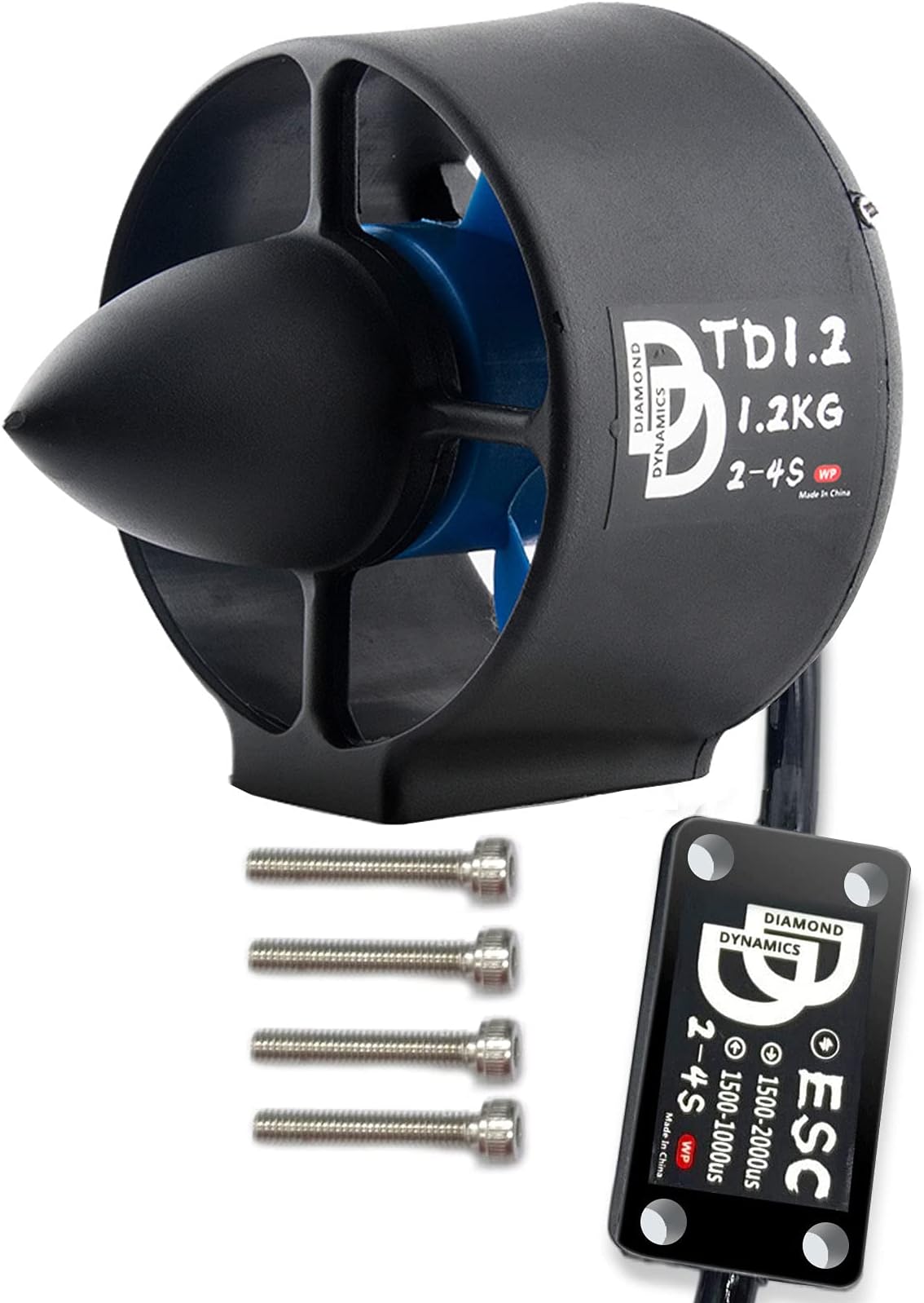 DIAMONDDYNAMICS Underwater Thruster 1.2kg Thrust 12V Brushless Motor with bi-Directional Full Waterproof ESC for ROV,RC Boat,Underwater Vehicle,Diving,Seafloor Photography,Seabed Exploration (CCW)