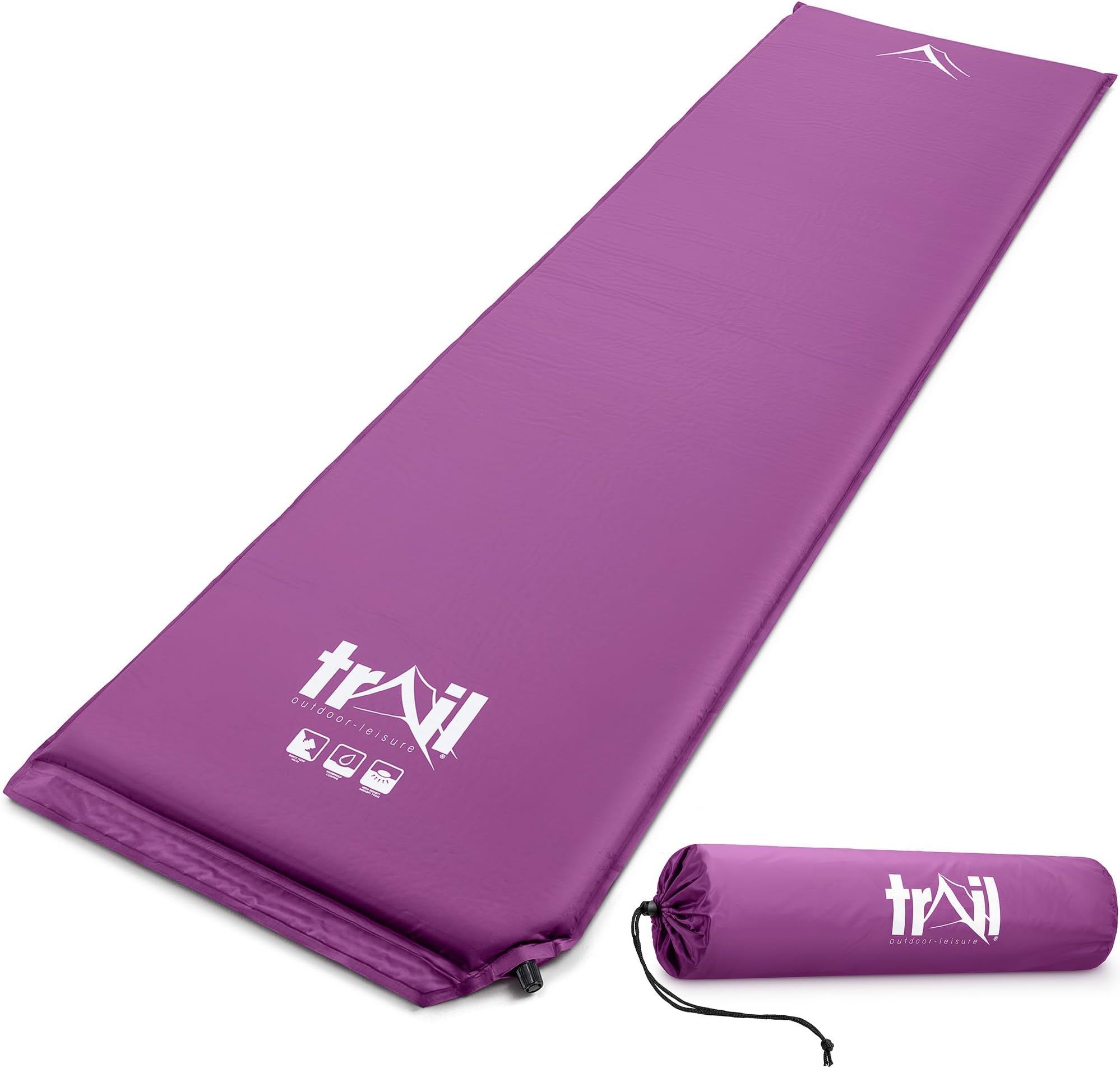 Trail Self Inflating Camping Mat 3cm Thick Single Sleeping Pad Lightweight With Bag