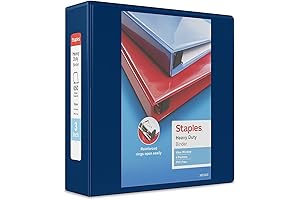 Staples Heavy Duty 3-Ring View Binder, 3 Inches, Blue (24691)