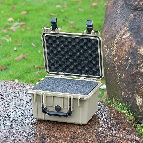 Image of MEIJIA Portable All Weather IP67 Waterproof Camera Case,hard case with Customizable Fit Foam,Fit Use of Drones,Camera,Equipments,10.62 x9.68x6.87inches(Desert Tan)