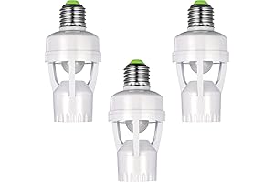 3-Piece Hortsun Motion Sensor Light Socket Adapter for Outdoor Areas