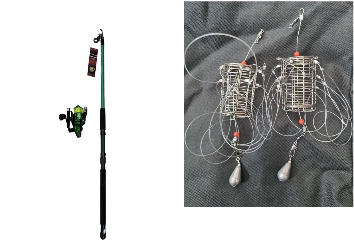 Generico Kit Pesca Granchi Blu (Canna + Mulinello + 2 Trappole + 2 Piombi)