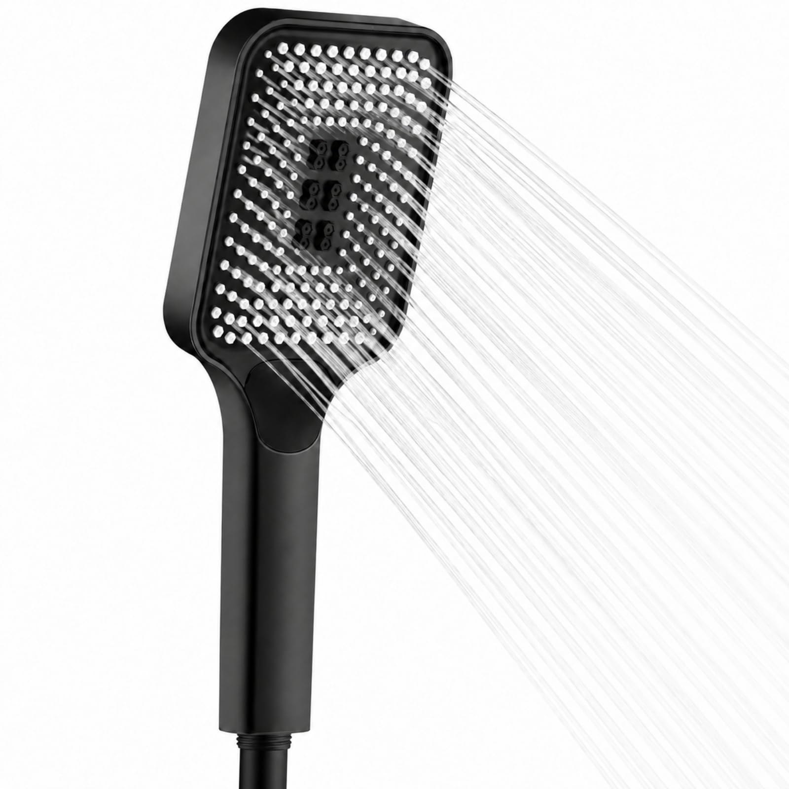 Shower Head, Universal Square Handheld Shower, Black