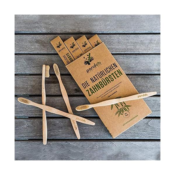 pandoo 4er-Sparset umweltfreundliche Hand-Zahnbürste | Für Erwachsene und Kinder (Mittel bis Weich) | Vegan, Bio, Holzfrei, BPA Frei | Bamboo Toothbrush – Bild 6