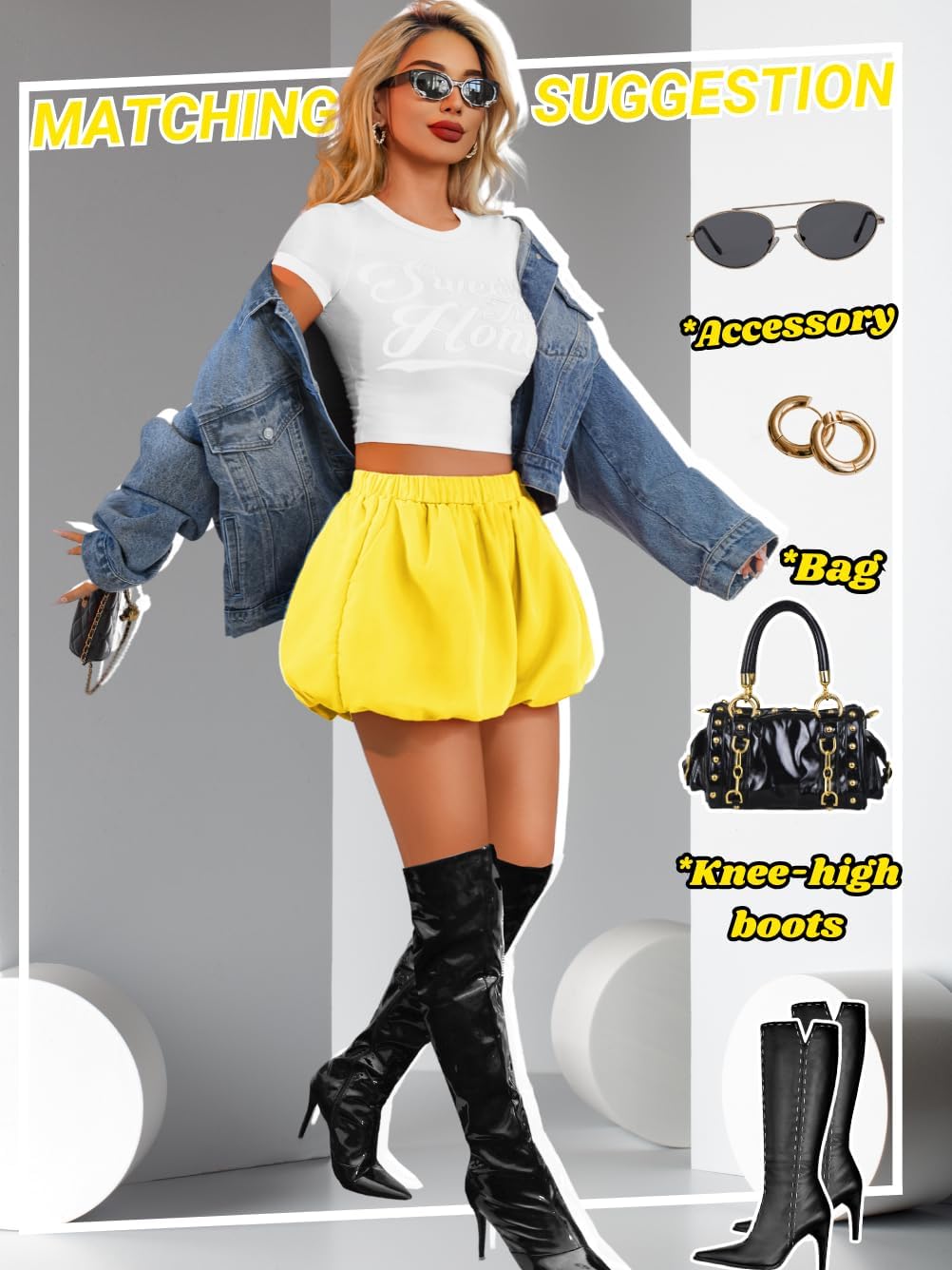 Mini Bubble Shorts with Pockets, High Waisted Wide Leg, Loose Fit Casual Comfy, Ruffle Bloomers for Women - Image 5