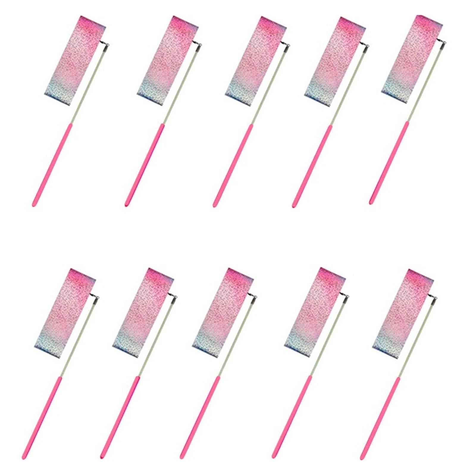 Wstążka gimnastyczna, Opakowanie 10 wstążek gimnastycznych wielokolorowych 2M/4M z patykiem(Pink Handle,4M)