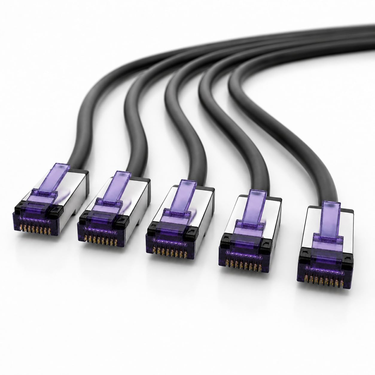 1aTTack.de - 0,15m - 5 Stück CAT6a Netzwerkkabel RJ45 LAN Kabel Ethernet Patchkabel S/FTP PiMF 10 Gbit/s 500 MHz Superflex Soft-PVC Gigabit kompatibel Cat7 Cat6 Cat5e schwarz