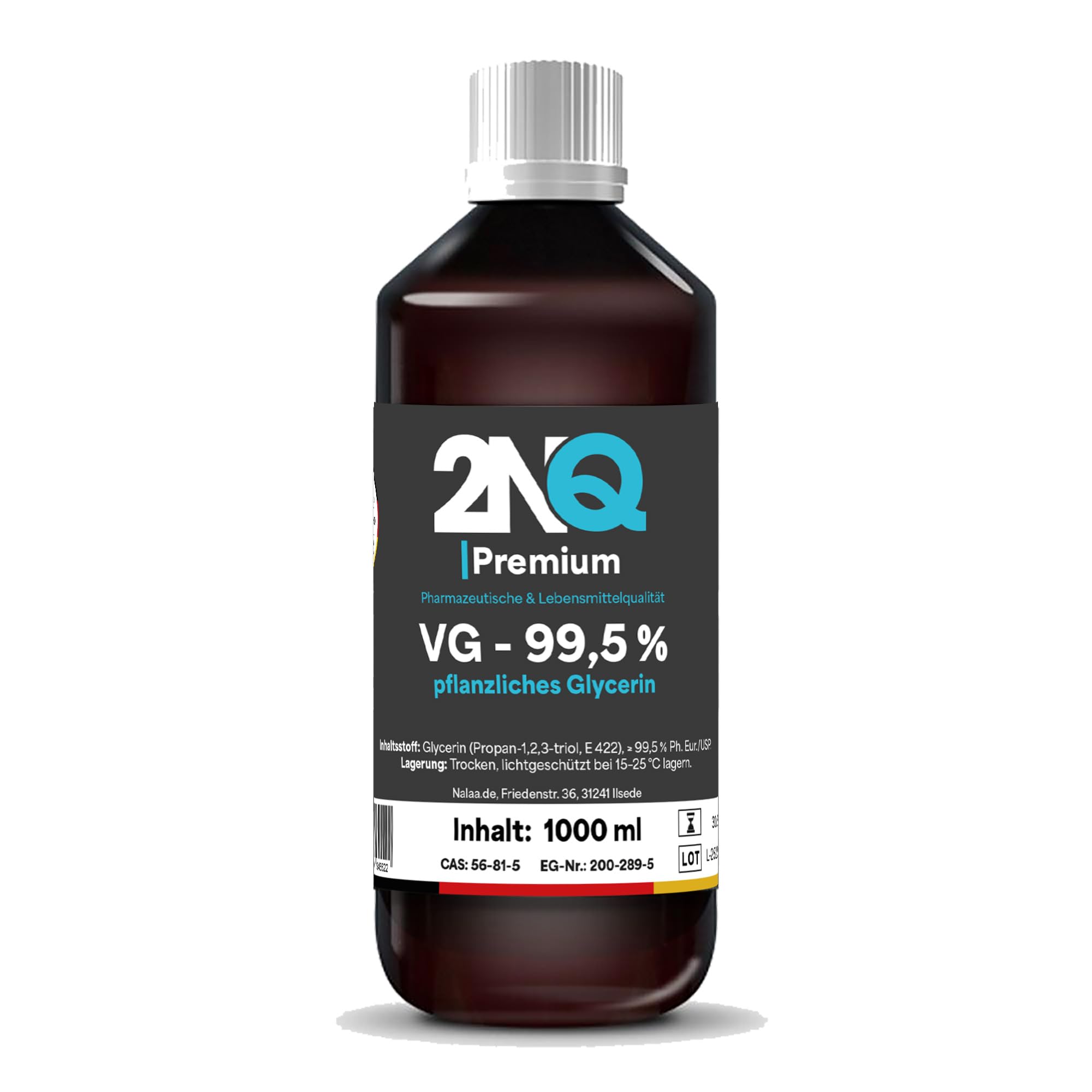 2NQ Glycerin 99,5% – 1 L – Pharmaqualität, vegan & palmölfrei – Made in Germany