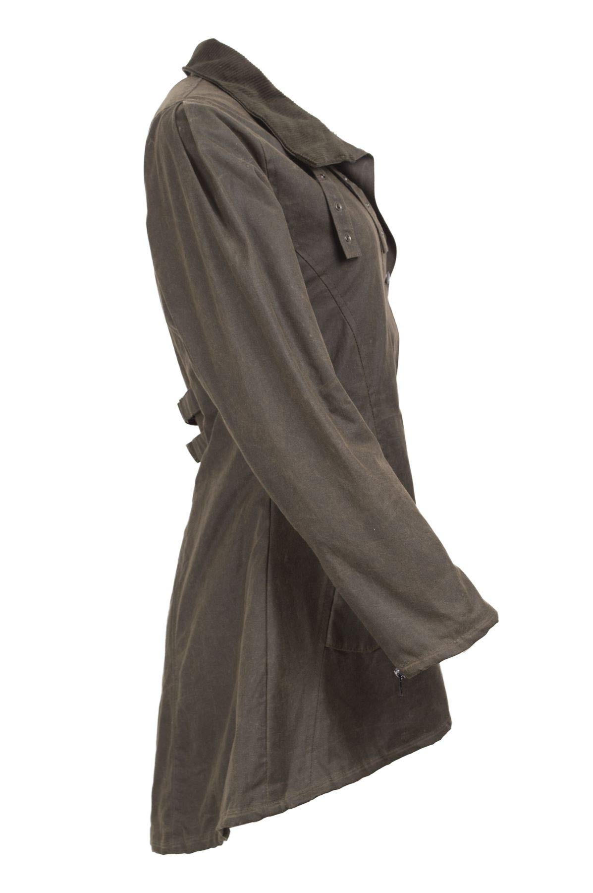 WALKER AND HAWKES Katrina - Damen Outdoor-Jacke mit 3/4-Länge - 100% gewachste Baumwolle - Olivgrün - 40