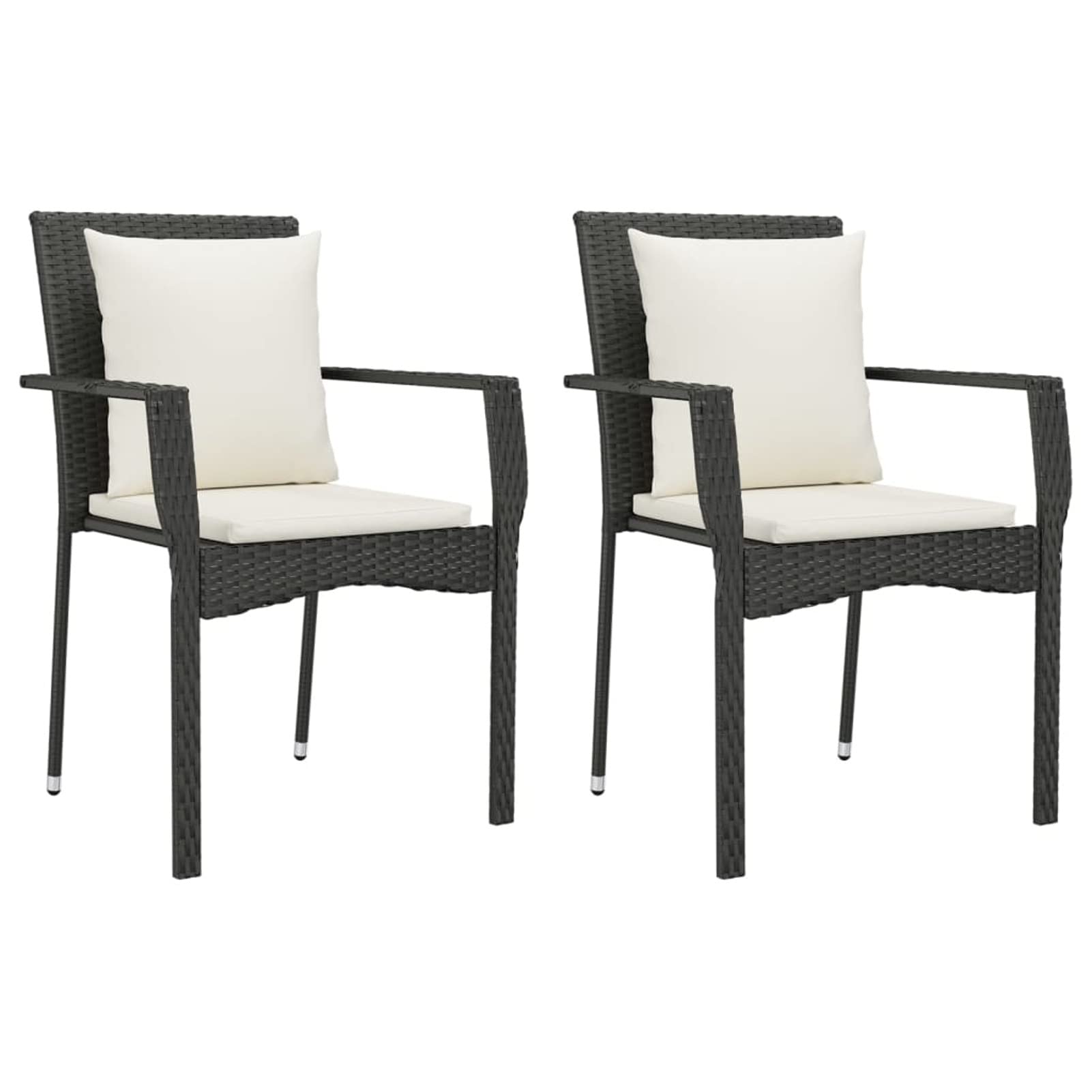319877 Sedie da Giardino con Cuscini 2 pz in Polyrattan Nere Testata in Legno,Testata Letto Matrimoniale Muebles Dormitorio Spalliera Letto Testiere per Letto Matrimoniale