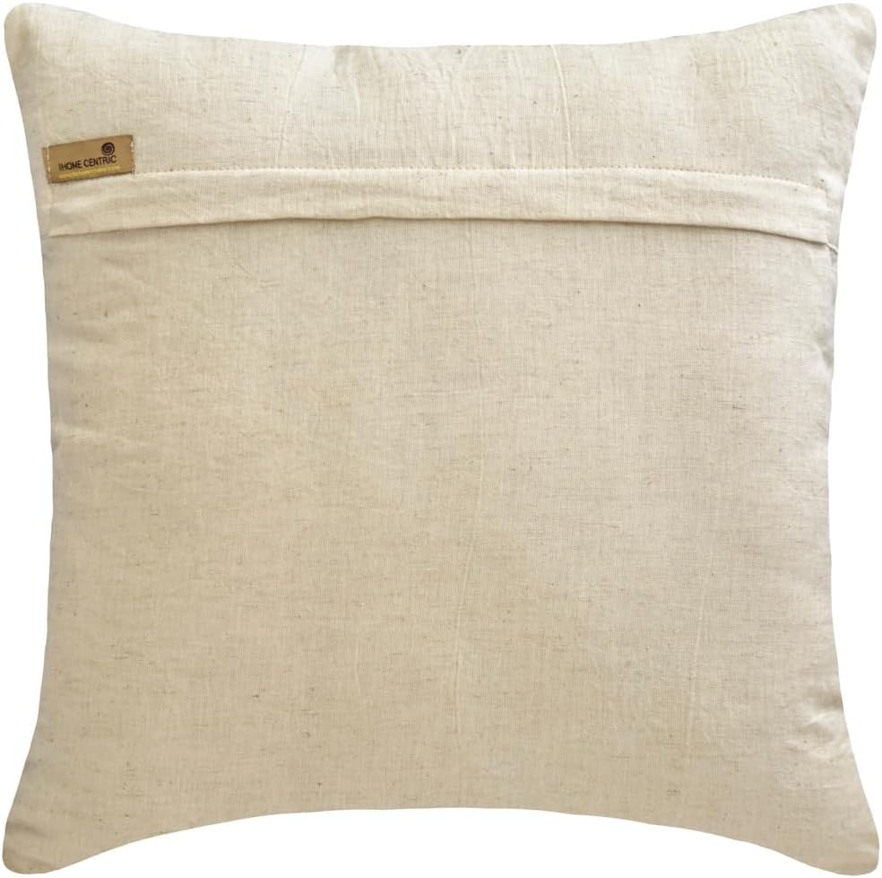 The HomeCentric Ecru Jute Cord Pillow Cover, 20x20 inch (50x50 cm) Throw Pillow, Contemporary Square Cotton Linen, Striped - Linen Memories