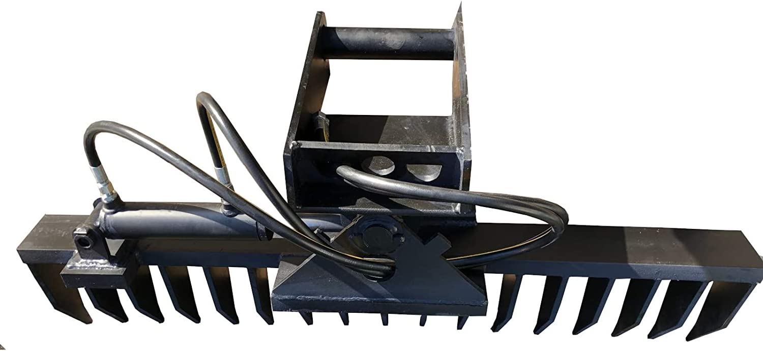 SRM Design Roderechen Wurzelrechen Aufnahme MS01 Breite 120 cm hydraulisch schwenkbar Feinwurzelrechen für Minibagger Feinwurzelschneide Rechen für Bagger