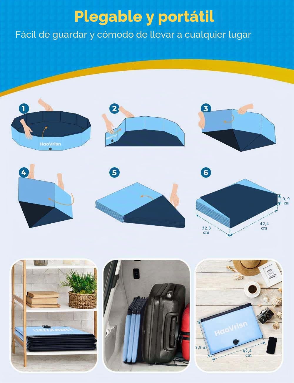 HaoVrisn Piscina Perros Grandes, 120x30CM Piscina para Perros, Antideslizante y de PVC Engrosado, Bañera Perros con Parches y Válvula de Drenaje