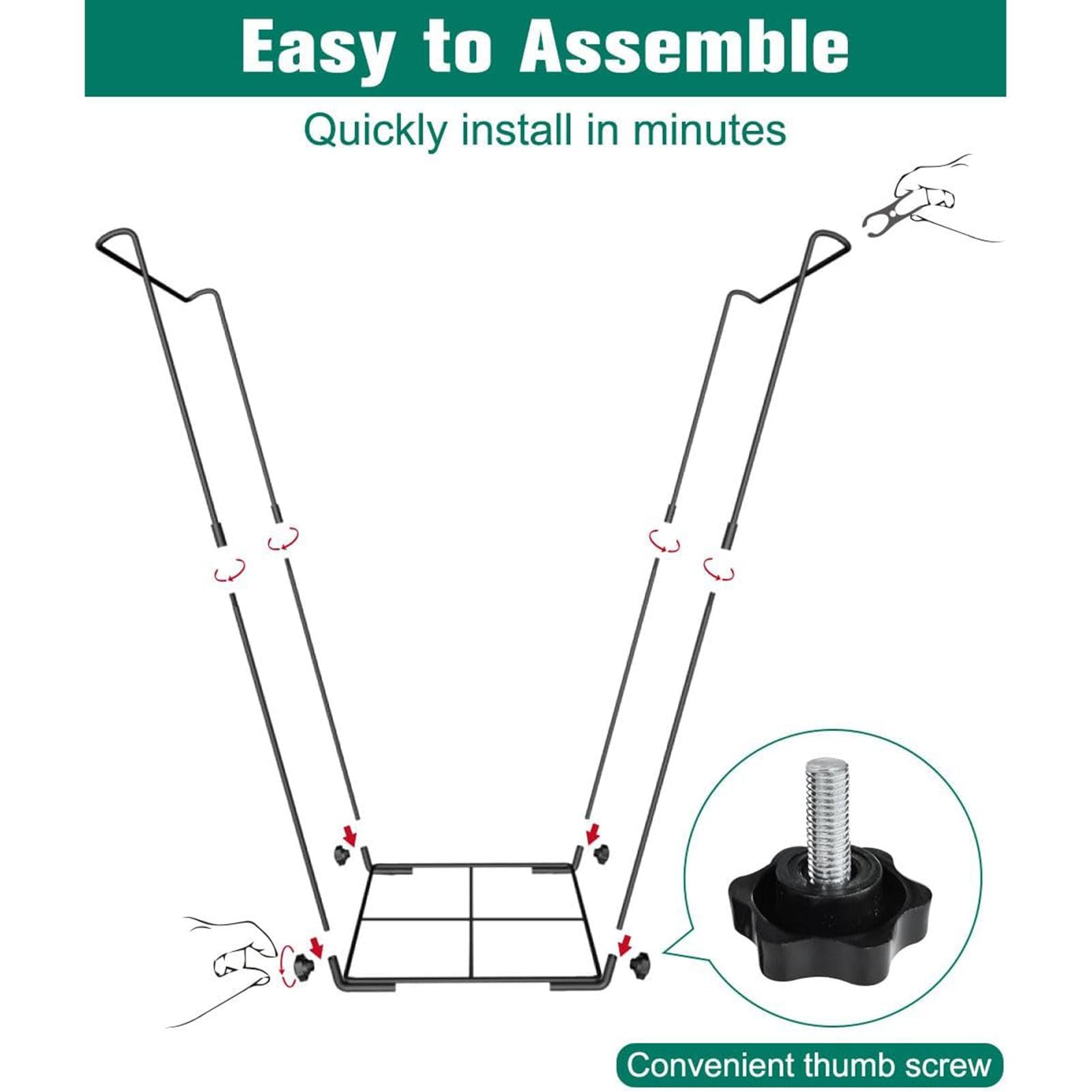 Supporto Metallico Per Sacchetti Spazzatura Da Giardino 30-45 Galloni, Con 4 Clip E 2 Sacchi Inclusi