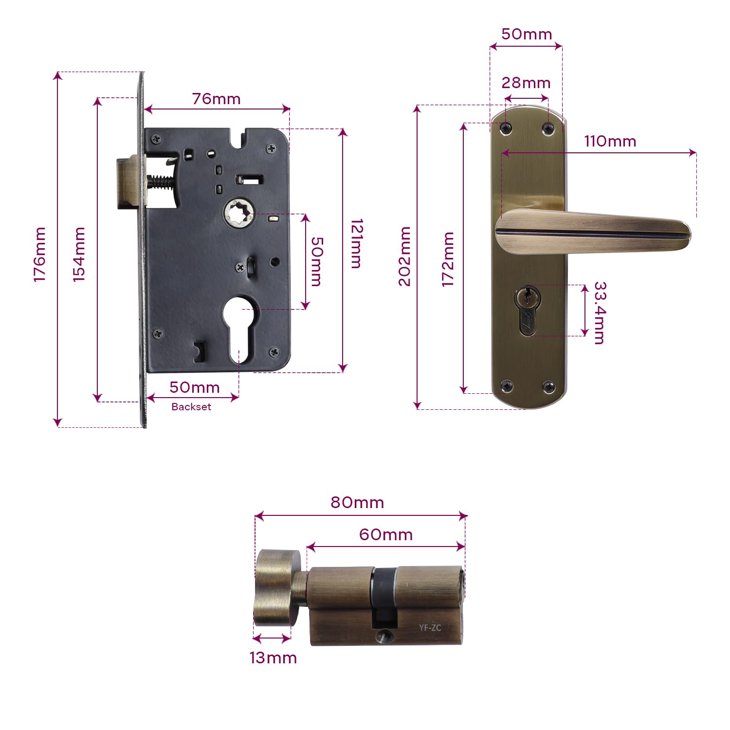 Godrej Mortise Lock I EuroProfile 200mm Cylinder | Double Throw Deadbolt | Common Keys | Reversible Latch | Antique Brass Finish | Anti-Corrosion Brass Body | 1 Year Warranty — Amazon image 5