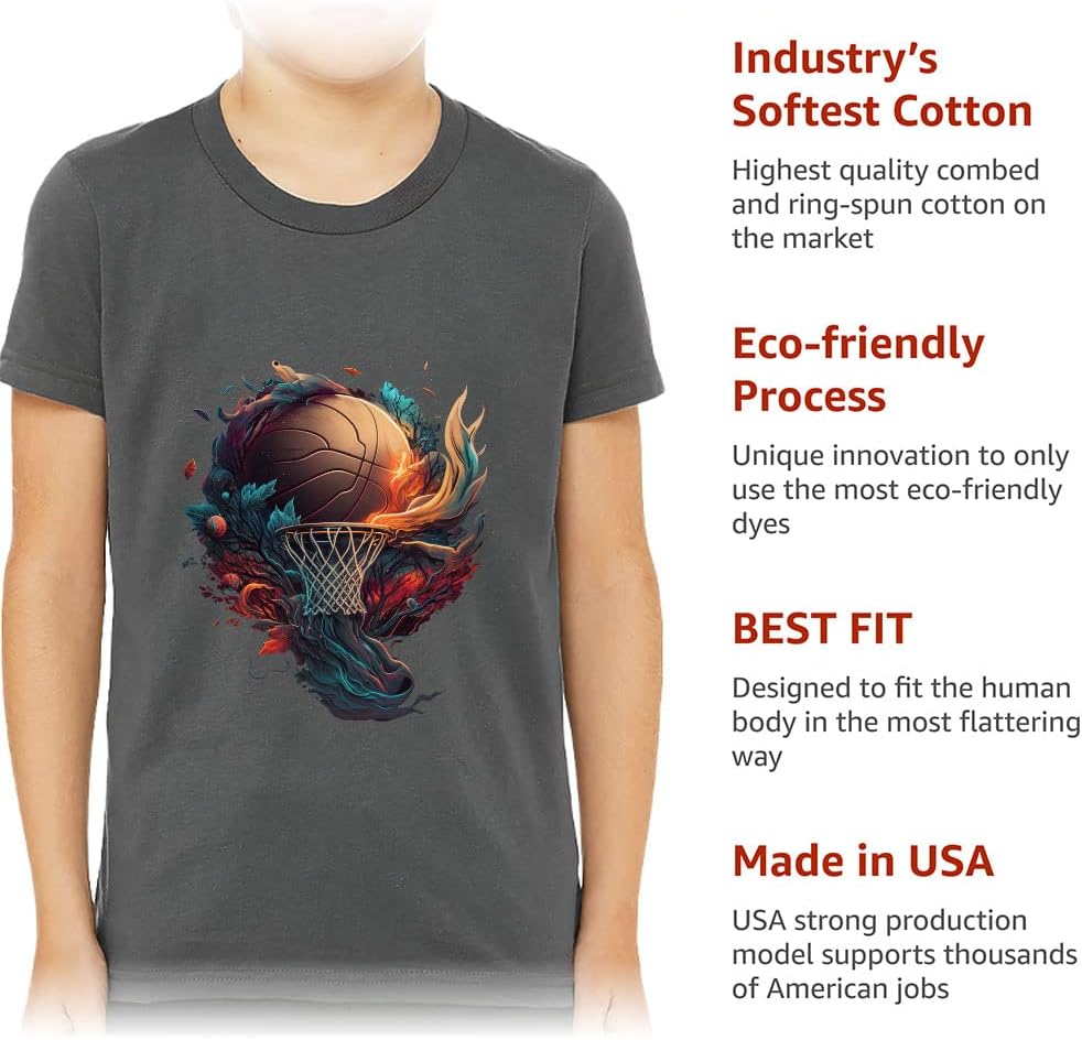 Basketball Themed Kids' T-Shirt - Basketball Hoop T-Shirt - Abstract Art Tee Shirt for Kids