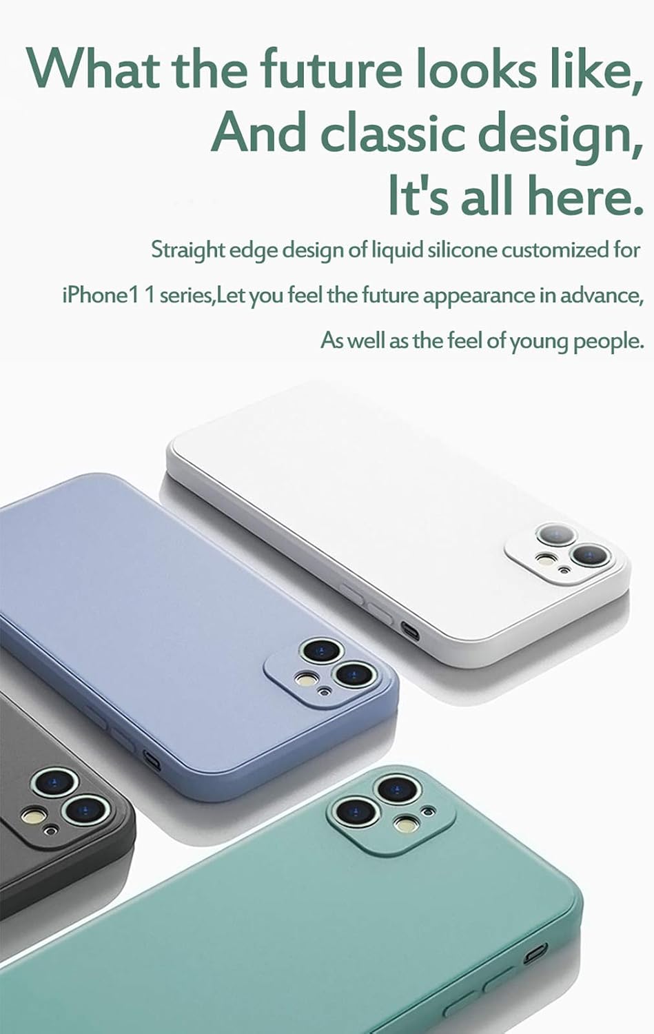 iBetterLife Square Silicone Case Compatible with iPhone 11 Pro Case 5.8 inches, Square Edges Liquid Silicone Phone Case (Individual Protection for Each Lens) for iPhone 11 Pro, Lavender Gray