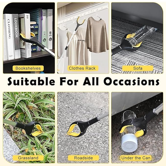Image of Foldable Reacher Grabber Tool with Magnet - Lightweight Aluminum Long Arm Pickup Tool - Litter Picker, Trash Grabber, Garbage Picker, Claw Extender for Elderly & Disabled