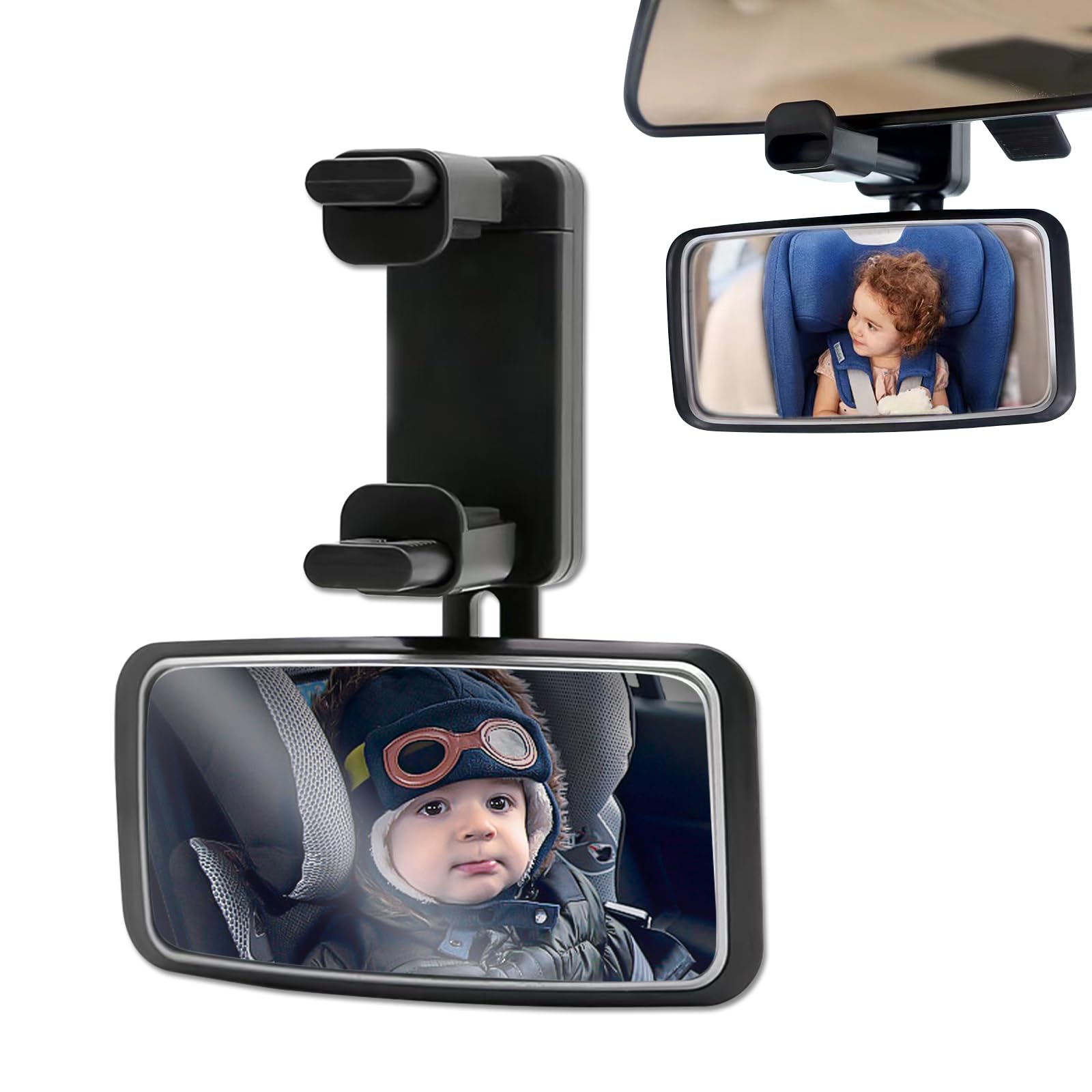 Rücksitzspiegel für Babys,Rücksitzspiegel Baby Kinder Rückspiegel, Spiegel Auto Baby,360°Schwenkbar Bruchsicheres Autositz Rückspiegel mit Rahmenclip für Meisten Auto (13 * 6.3cm)