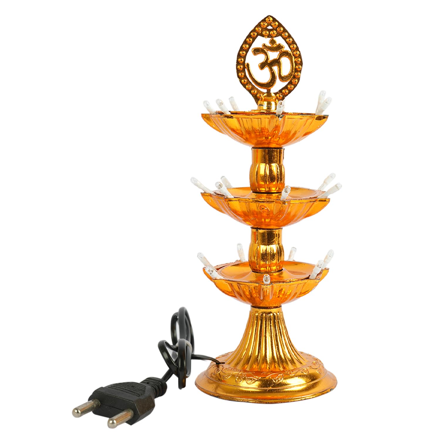 Kuber Industries Diwali Lights | Diwali String Light For Décor | Lights for Christmas | Lights for Navratri | Pooja Light For Diwali | Lights for Indoor | LED 3 Layer Diya Stand | Golden (B0CKF4M3FV) Amazon Price History, Amazon Price Tracker