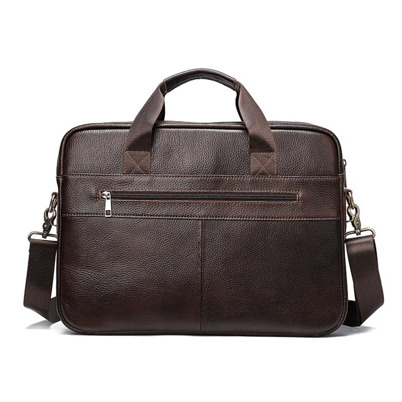 Top Layer Cowhide Business Bag Men's Tote Briefcase Diagonal Shoulder Bag(White-Patch Five-Pointed star4)3