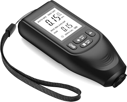 Car Paint Thickness Gauge, Painting Thickness Tester with HD LED Display, 0-2000m Measurement Range and 1m Resolution, Fe and NFe Automatic Recognition, for Car Inspection, Workshop