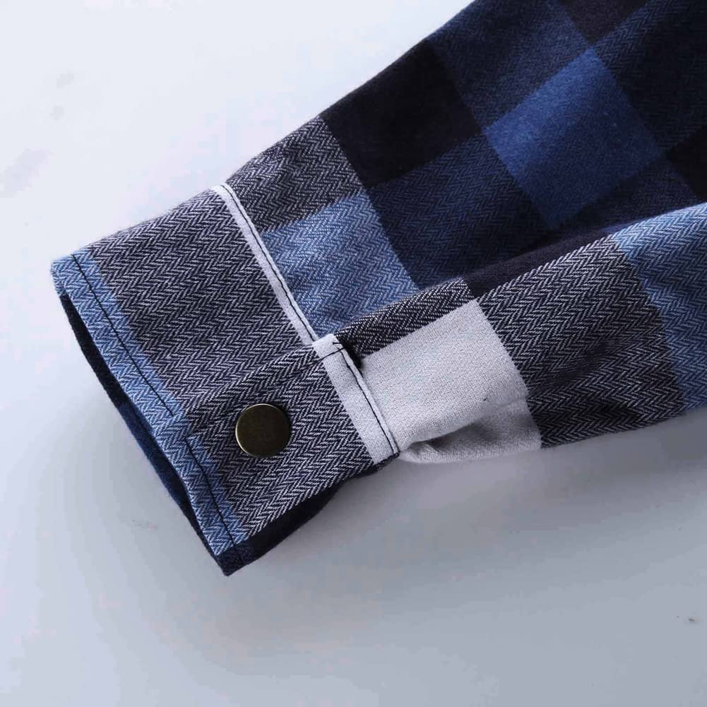 MISSMAO Chemises à Capuche Homme en Flanelle Chemises à Carreaux Manches Longues Chemise Chaude de Bûcheron Chaude Bouton Chemise Sherp Veste