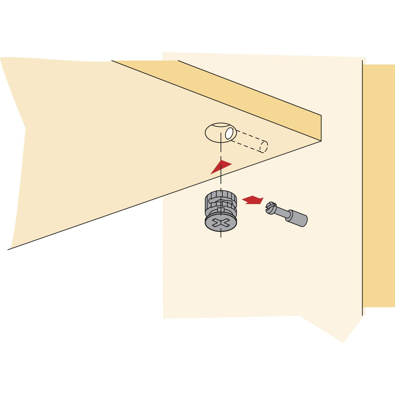 Kit de Excéntricas Ø14,7mm con Pernos M6x41mm y Tuercas M6 para Accesorios de Conexión de Muebles de Gabinete Gris (100 Sets)
