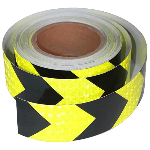 tuyrchu Cinta reflectante fluorescente amarilla y negra de 2 pulgadas x 66 pies para automóviles, reflector de flechas autoadhesivas, impermeable,