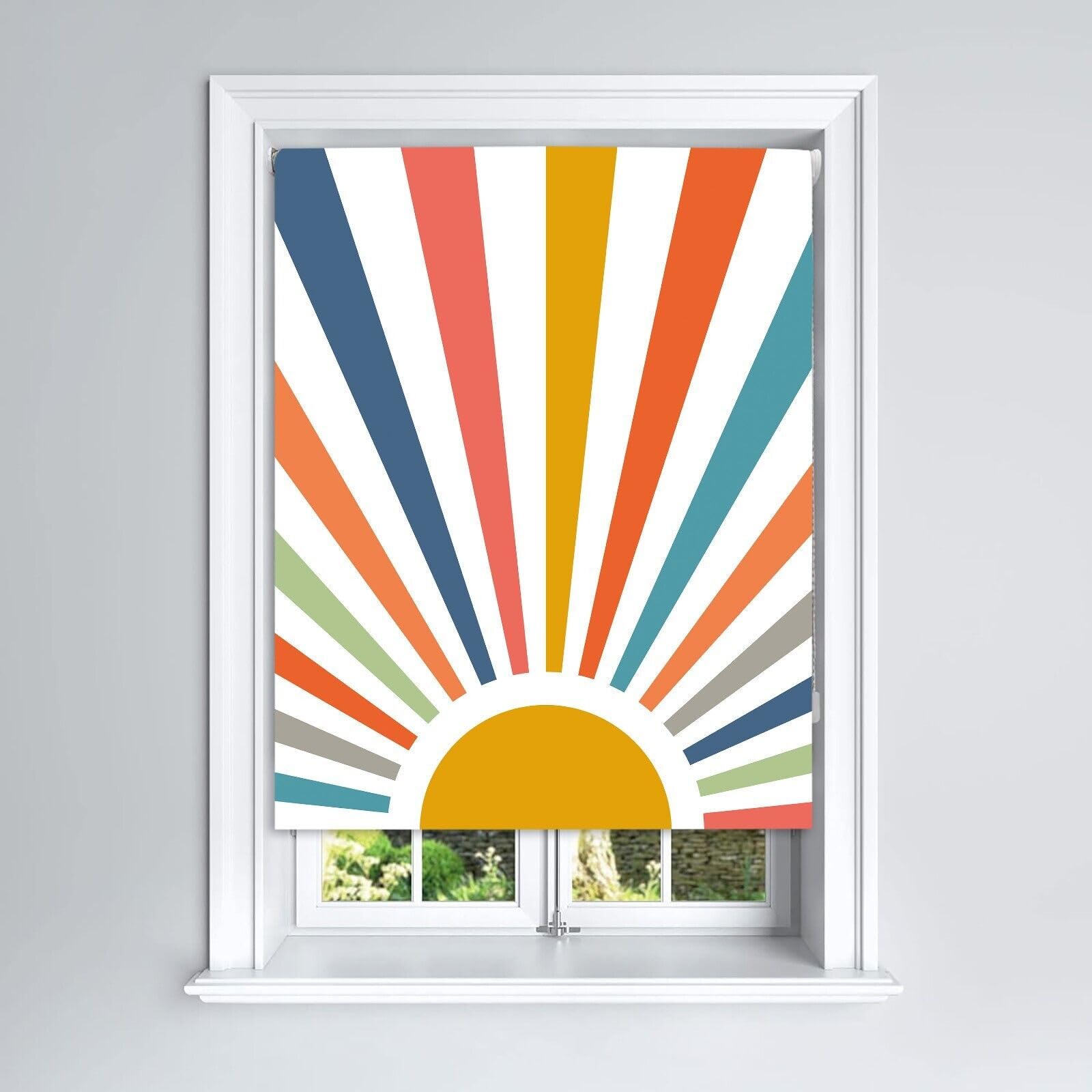 Lister Cartwright Blackout Roller Blinds Windows Child Safety Fitting Included Beautiful Design, Painted Sun 120 x 160 cm — image 1