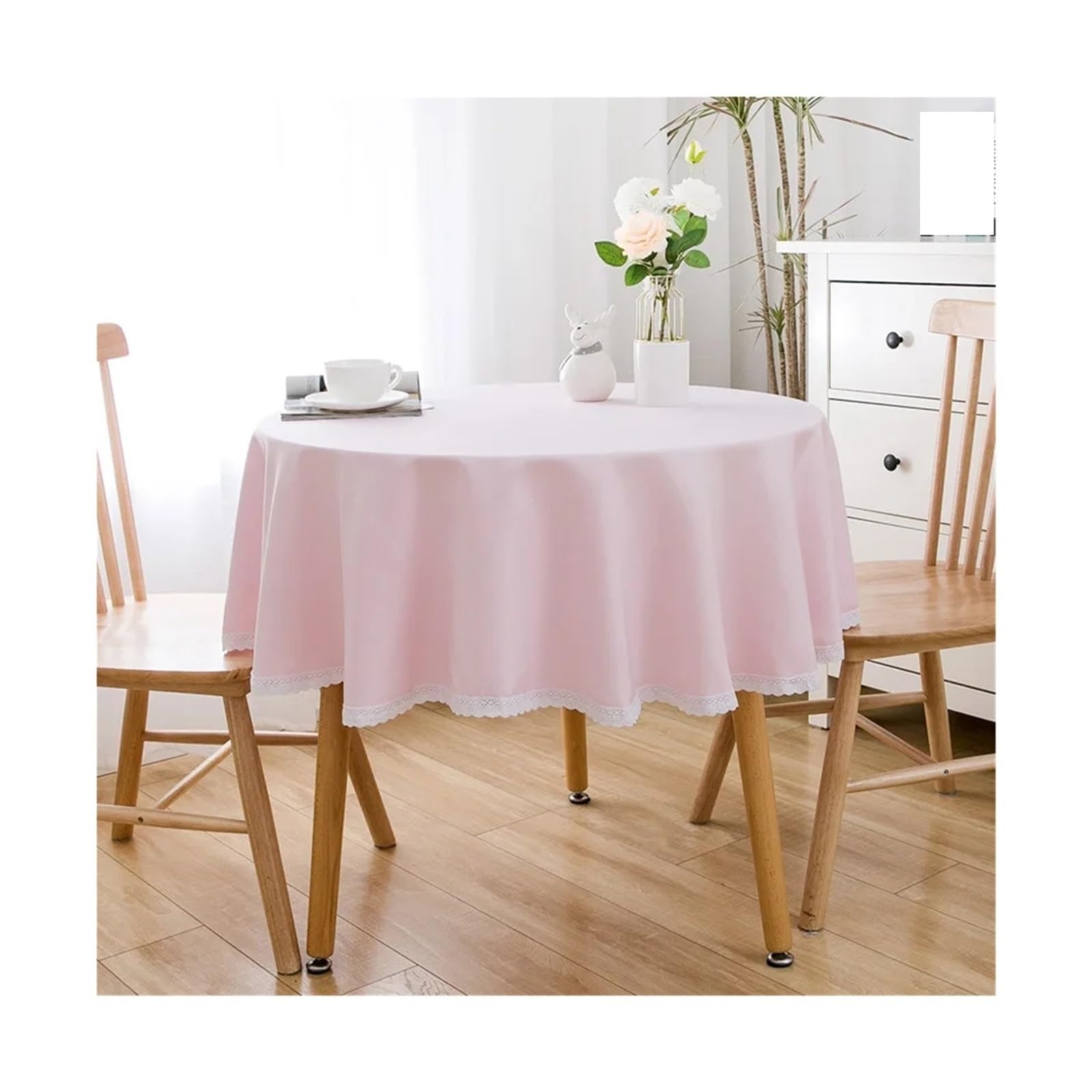 ZHSOAO Round Tablecloth Large Waterproof And Oil-Proof Solid Color Cotton Linen for Cafe(Pink,100cm)