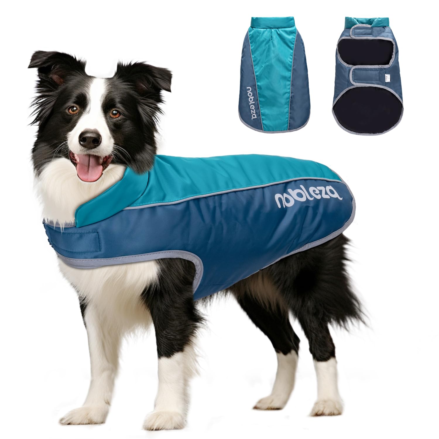 Nobleza Abrigo para Perro Impermeable, Chaquetas Abrigada de Invierno para Perros Mediano Grande, Ropa Reflectante para Perros, Chaleco para Perros Resistente al Viento (Azul, 3XL)