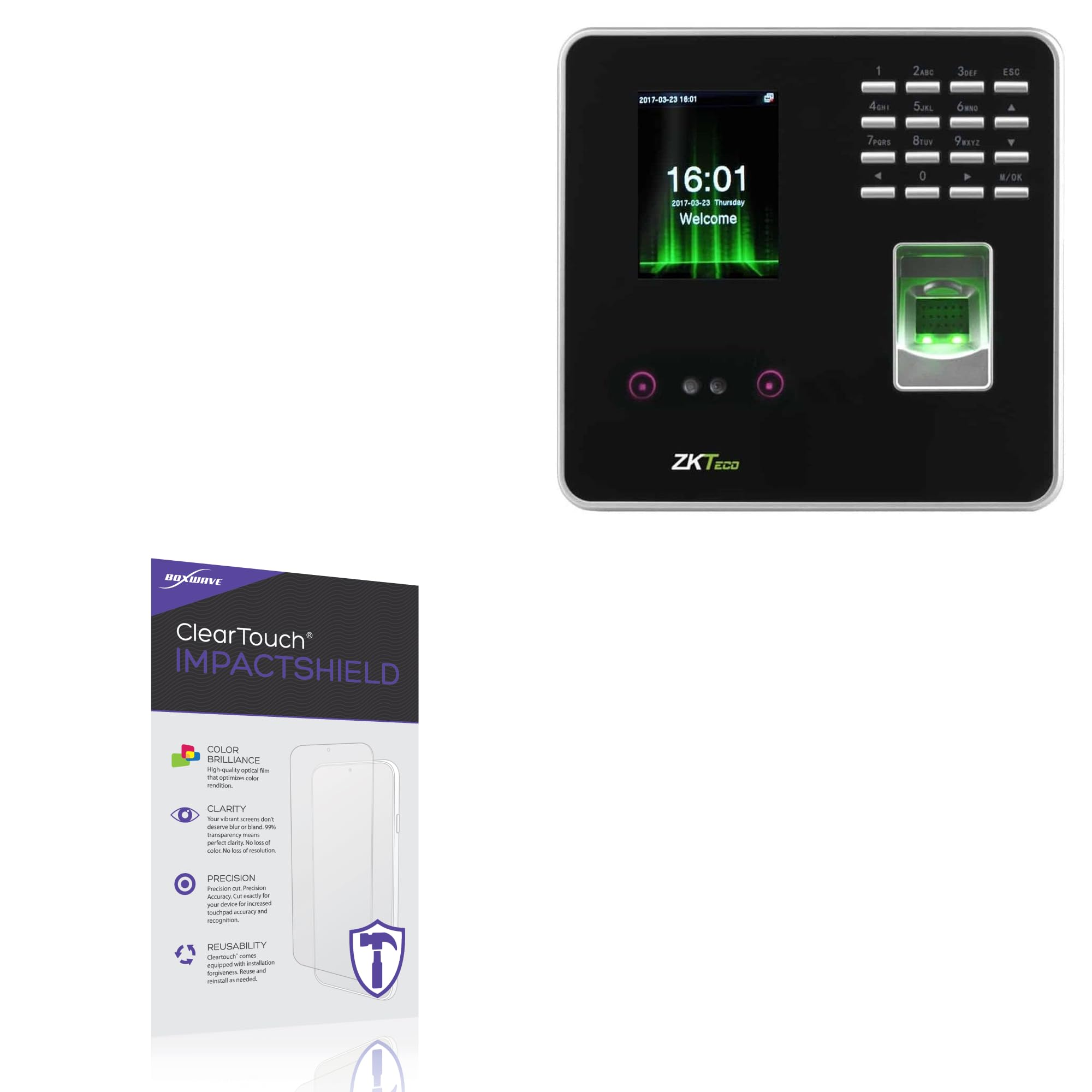 BoxWave Screen Protector Compatible With SHIFTLY ZK-MB20 Time Clock - ClearTouch ImpactShield (2-Pack), Impenetrable Screen Protector Flexible Film