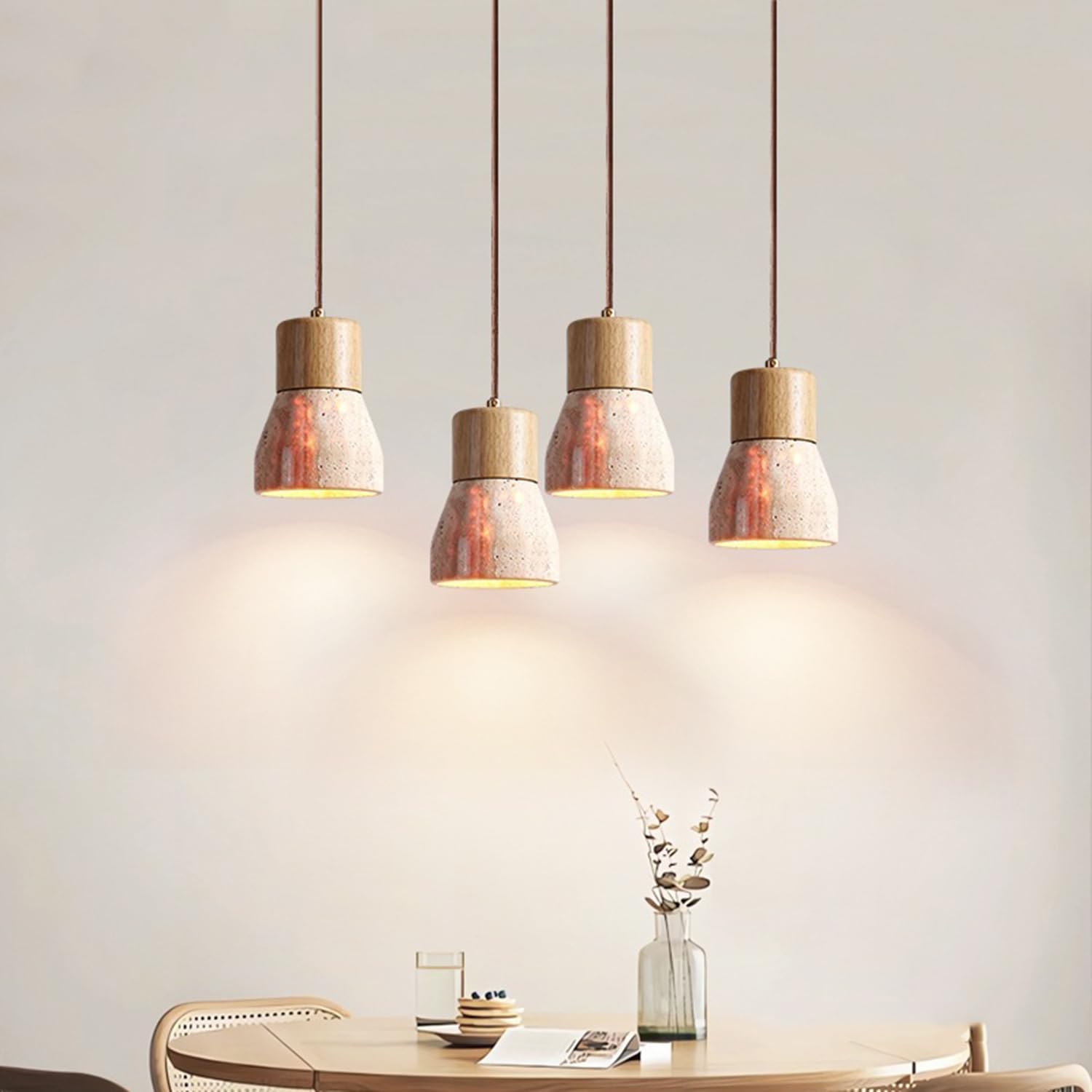 Lampada a sospensione in travertino in stile cinese 6,3 in lampade