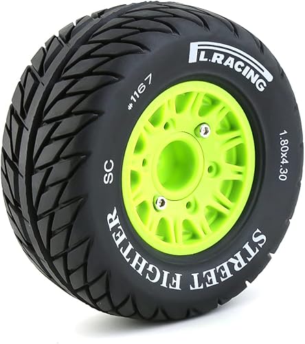 Miniatura 3 de R.S - Juego de 4 neumáticos y ruedas de goma RC de 12140.669 in, inserciones de espuma de cubo hexagonal de 4.449 in para HSP HPI RC escala 18 110