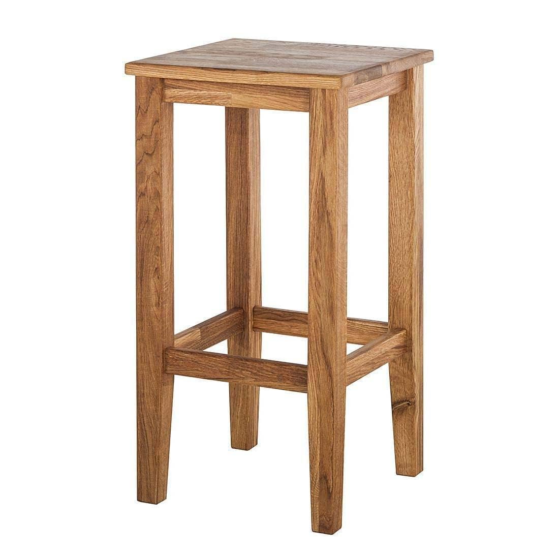 Wooden Long Bar High Stool for Home & Kitchen, Solid Acacia Wood Bar Stool with Natural Brown Teak Finish, Durable High Seating Stool for Kitchen Counter, Breakfast Bar & Café (12 × 12 × 24 inches)-image-5