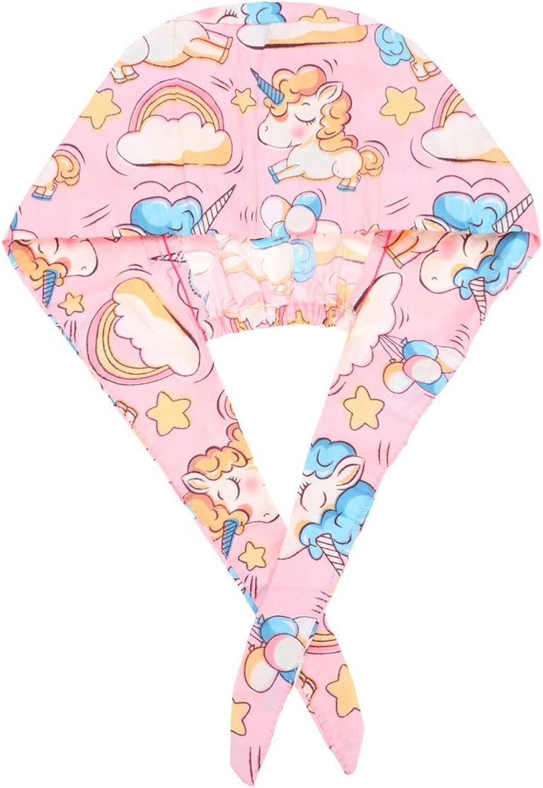 KESYOODoctor Scrub Cap Surgery Scrub Hat Bouffant Hat Nurse Hat Nurse Cap Unicorn Print Chef Hat Women Men