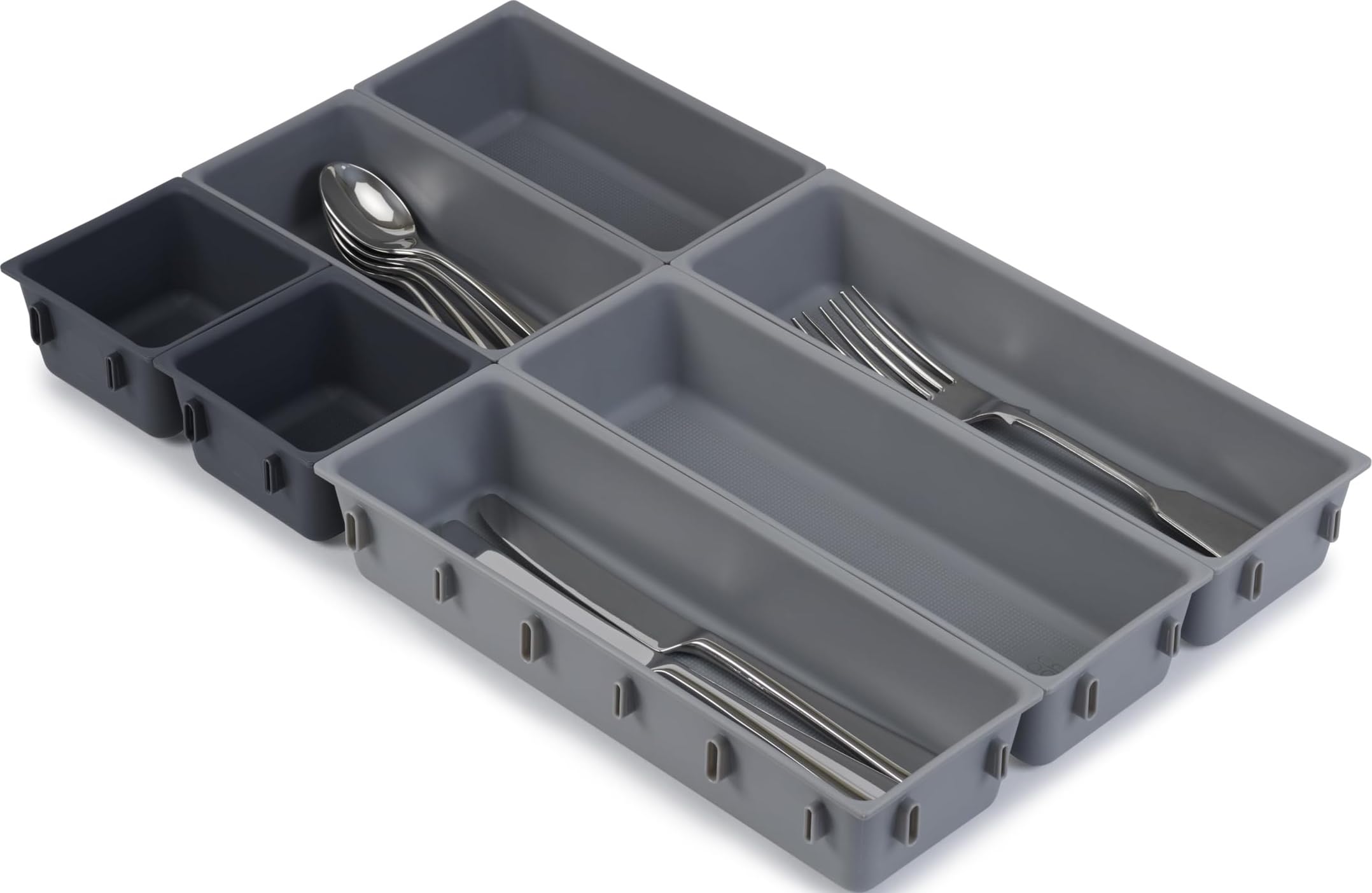 Joseph Joseph Blox ensemble de 7 Compartiments de Rangement en Plastique pour Cosmétiques, Articles de Papeterie, Ustensiles, Tiroir, Gris