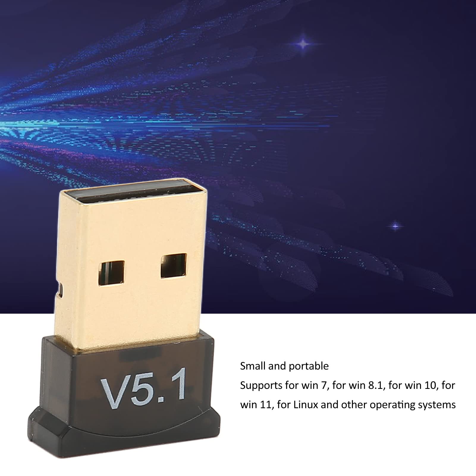 Adapter USB BT do Komputera, Odbiornik Kluczy BT 5.1, Adapter USB BT Przenośny Adapter Bezprzewodowy o Szerokim Zasięgu V5.1 dla Firm Domowych
