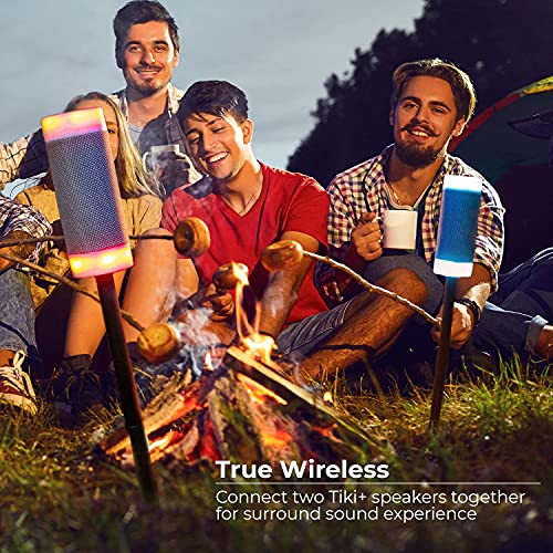 Wireless Outdoor Speaker with 10 Hour Playtime - Waterproof, Dustproof, Weatherproof Tiki Speaker with LED Lights