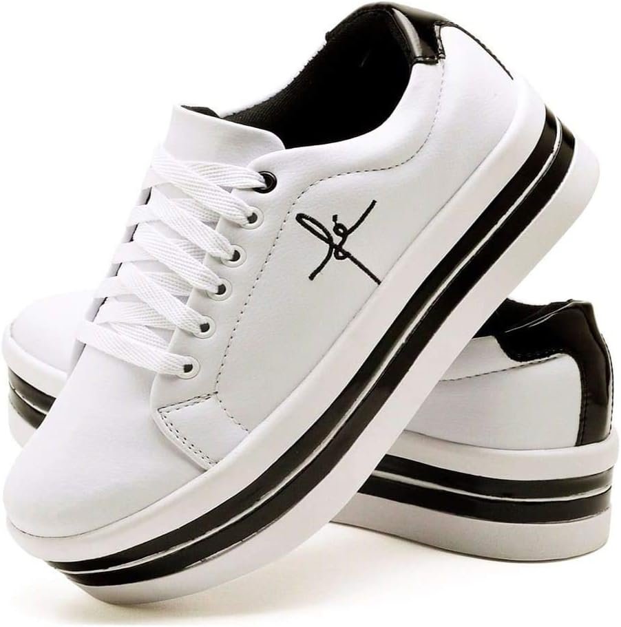 Tênis Feminino Bordado Fé Salto Plataforma Anabela Macio